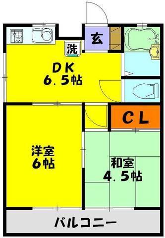中宗岡ハイツ(2DK/1階)の間取り写真