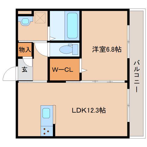 アクアポルタ(1LDK/1階)の間取り写真