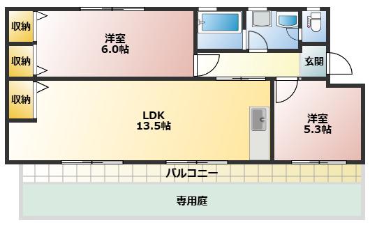 ニックハイム湘南戸塚(2LDK/1階)の間取り写真