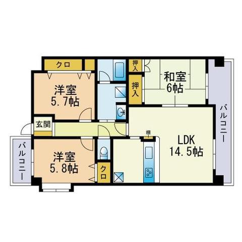 プレミューズ(3LDK/5階)の間取り写真