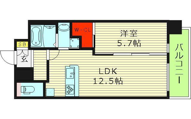 プレサンスOSAKA東成中本ハーヴィル(1LDK/10階)の間取り写真
