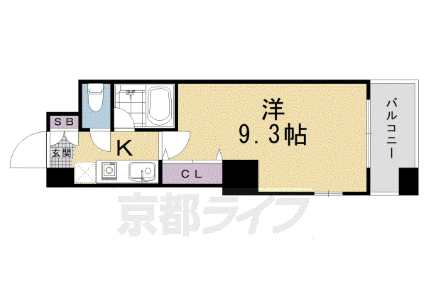 DELEAD&SUNVERT桂川東(1K/3階)の間取り写真