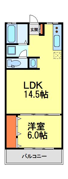 マンションみゆき(1LDK/2階)の間取り写真