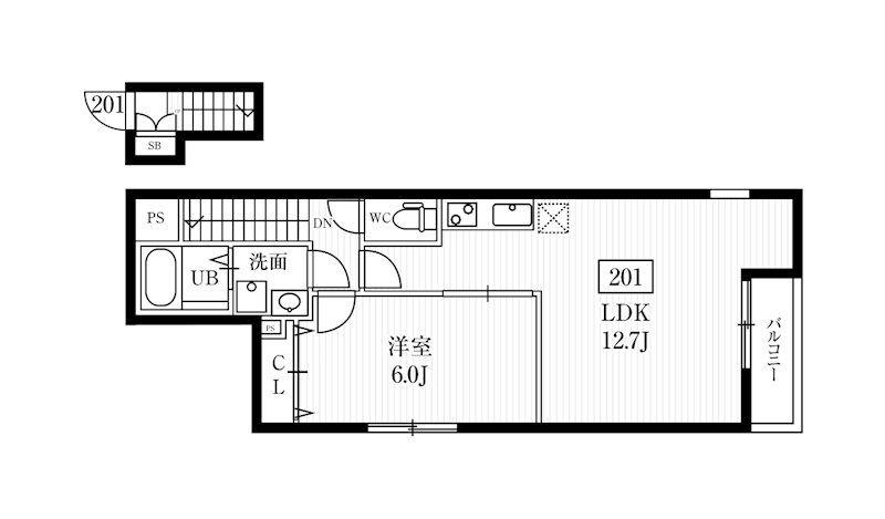 ミハス要町II(1LDK/2階)の間取り写真