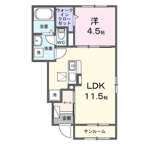 ウエストヒルズパーク 1(1LDK/1階)の間取り写真