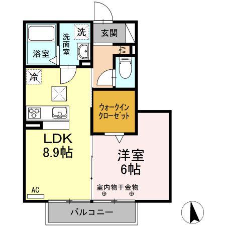 DーROOM茜部(1LDK/1階)の間取り写真