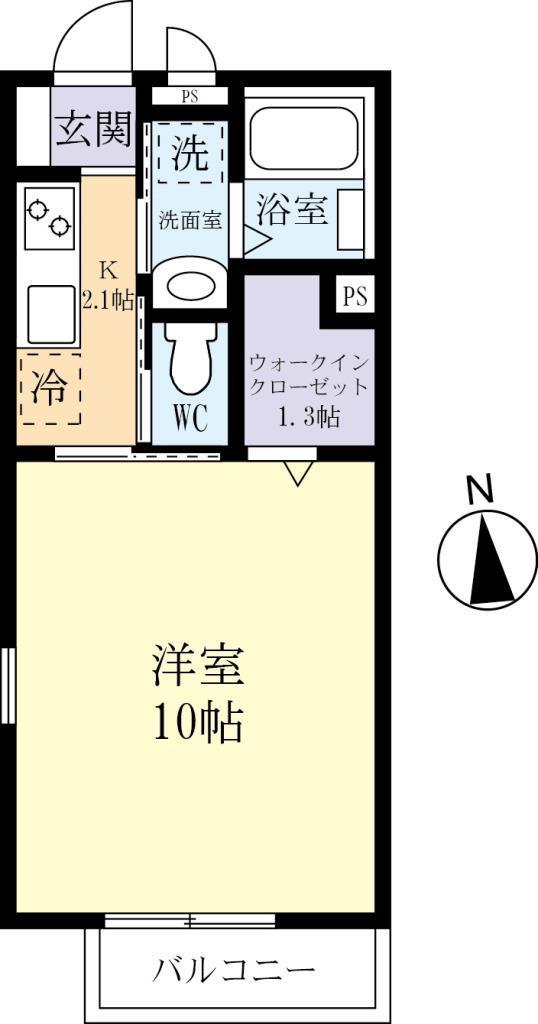 ルノンB(1K/1階)の間取り写真
