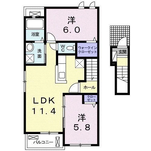 ニュー・アベラントII(2LDK/2階)の間取り写真