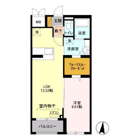 ユートリーパークマンション(1LDK/1階)の間取り写真