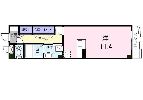 レケンス アウローラ(ワンルーム/2階)の間取り写真