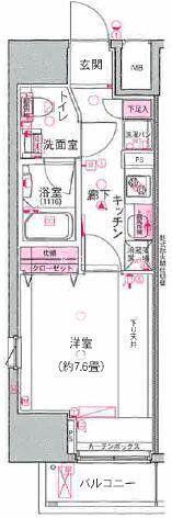 DUARES愛宕虎ノ門(1K/1階)の間取り写真