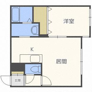 グランディール麻生(1LDK/2階)の間取り写真