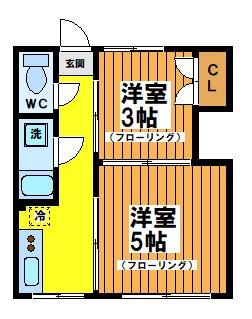 コーポ千代荘(2K/2階)の間取り写真