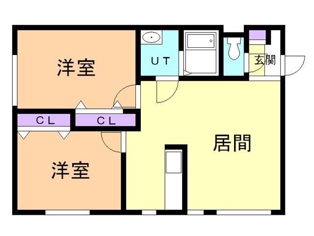 アリビオ若山(2LDK/3階)の間取り写真