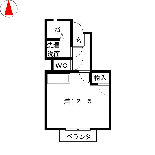 セントラルアイランドB(ワンルーム/2階)の間取り写真