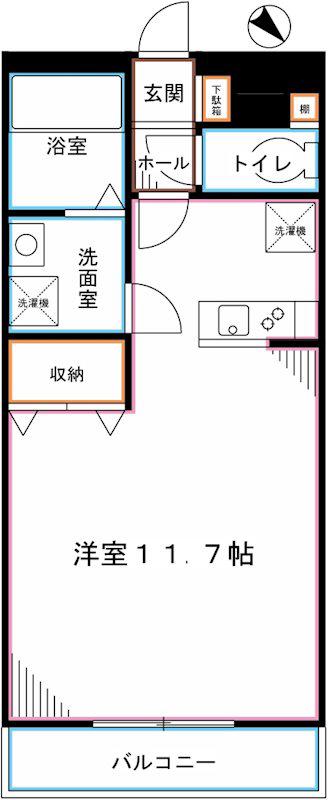 グランウッド(ワンルーム/2階)の間取り写真