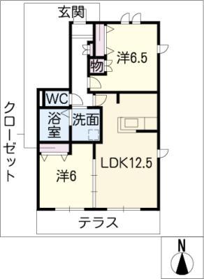 SUNNY VILLA K(2LDK/1階)の間取り写真