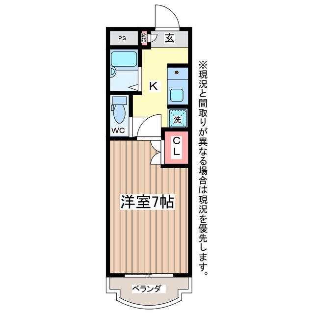 プリヴィラ壹番館(1K/2階)の間取り写真