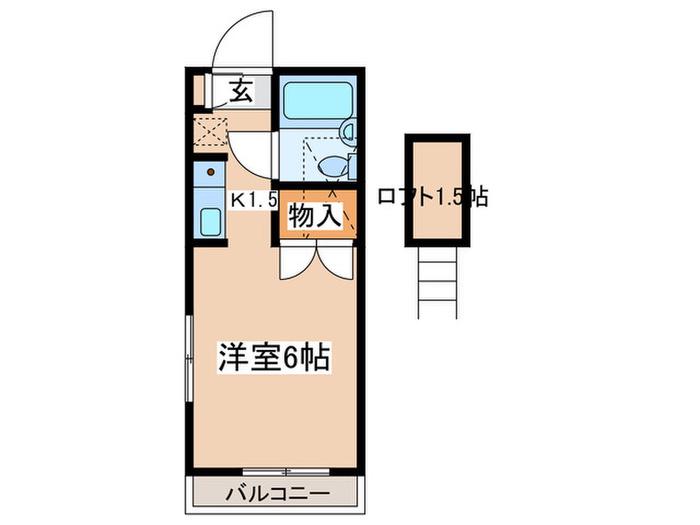 エルベ保土ヶ谷B棟(1K/2階)の間取り写真