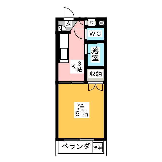 カレッジハウス日野B(1K/1階)の間取り写真
