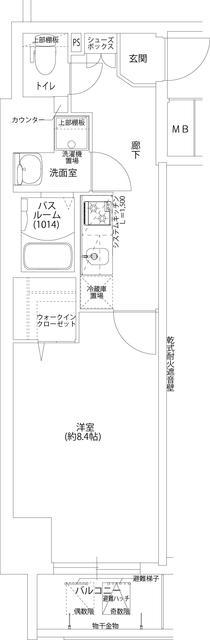 レジデンス神戸ヴェルノ(1K/4階)の間取り写真