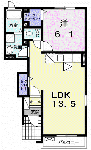 ヴェルデンスD(1LDK/1階)の間取り写真