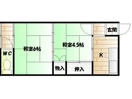 竹村文化(2K/1階)の間取り写真