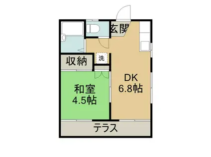 クローバーハウス(1DK/1階)の間取り写真