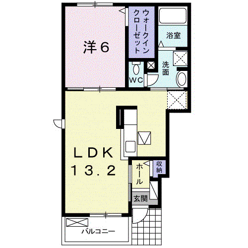 ラ・フレーズ D(1LDK/1階)の間取り写真