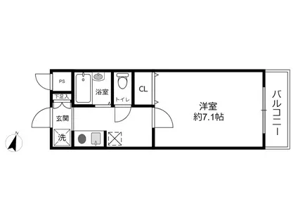 プリオール三宮(1K/2階)の間取り写真