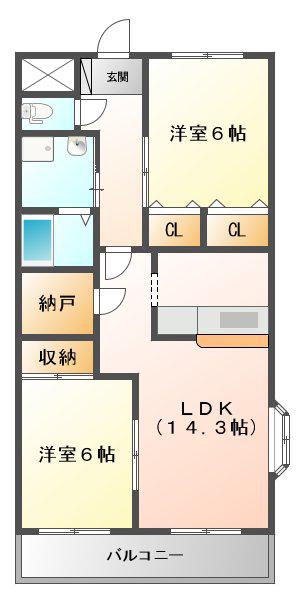 カーサファミリア(2LDK/2階)の間取り写真