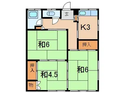 朝日荘2(3K/2階)の間取り写真