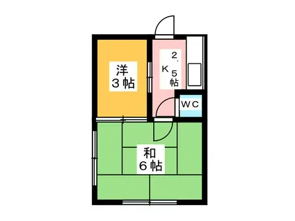 かたばみ荘(2K/2階)の間取り写真