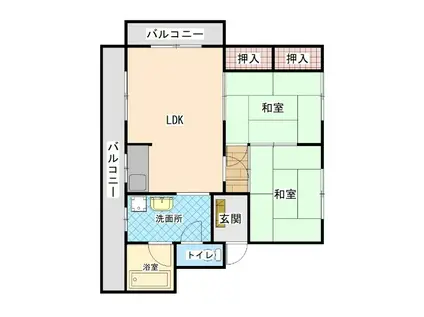 ＪＲ予讃線 伊予三島駅 徒歩21分 3階建 築35年(2LDK/2階)の間取り写真