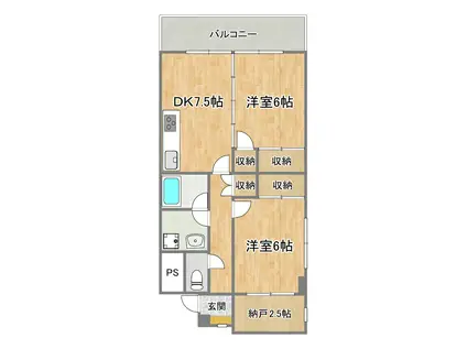 辻産業第1ビル(2DK/7階)の間取り写真