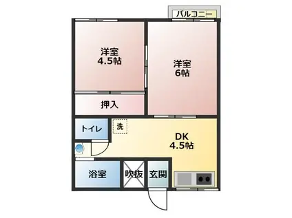 レジデンス寺崎3(2DK/2階)の間取り写真