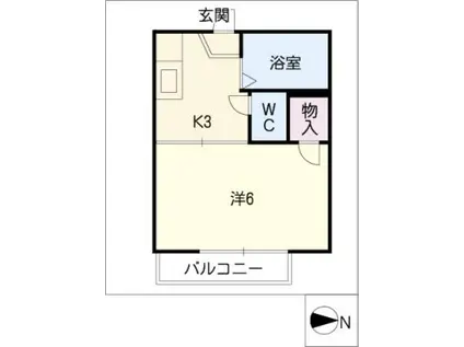 ドムス姫ヶ池(1K/2階)の間取り写真