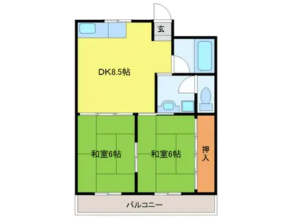 第三藤島ビル(2DK/2階)の間取り写真