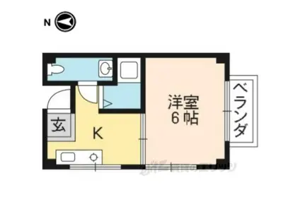 レディースハイツ西ノ京(1K/3階)の間取り写真