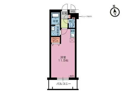 ソル・シエロ(ワンルーム/2階)の間取り写真