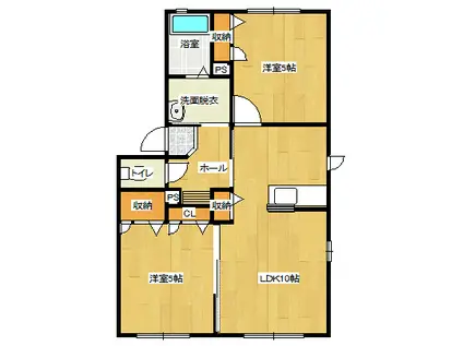 シャトーラフィット2004(2LDK/2階)の間取り写真