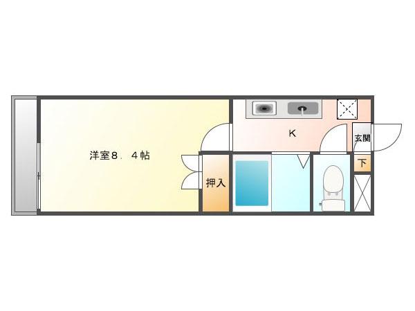 パークサイド高蔵寺(1K/1階)の間取り写真