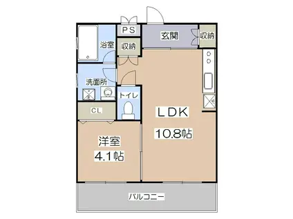 レジデンス桜庵(1LDK/1階)の間取り写真