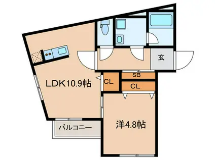 LIVEFLAT戸越(1LDK/4階)の間取り写真