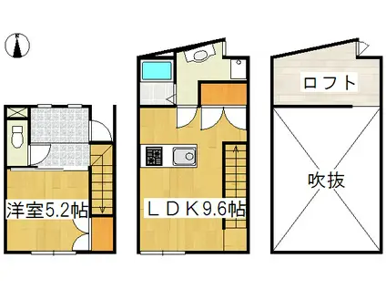 くすの木アパート(1LDK/1階)の間取り写真