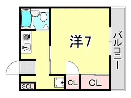 シオン塚口(ワンルーム/2階)の間取り写真