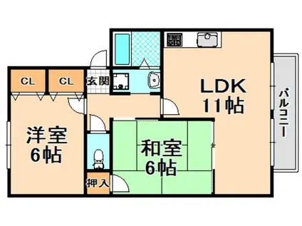 アンソレイエIZUMI(2LDK/1階)の間取り写真