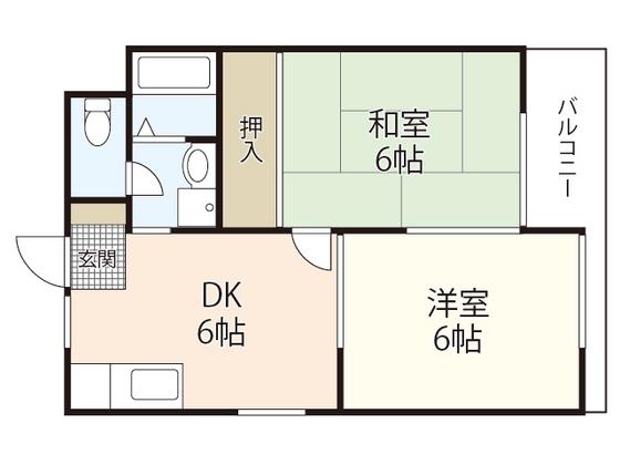 ベルメゾン田方(2DK/3階)の間取り写真