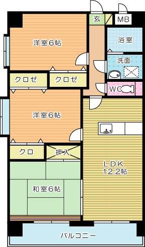 ミラドールF(3LDK/7階)の間取り写真