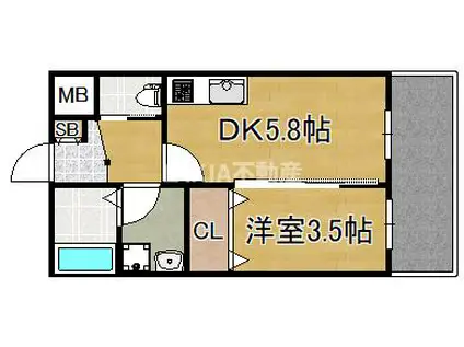 テラ我孫子前(1DK/2階)の間取り写真